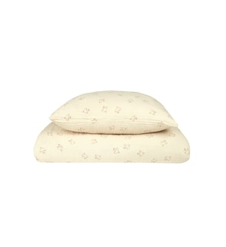 Parure de lit enfant Wabi-Sabi en double gaze de coton lavé - Nobodinoz - Oiseaux hoshi marrons