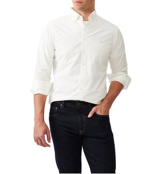 Chemise unie slim en popeline de coton manches longues Hendrick Rodd & Gunn