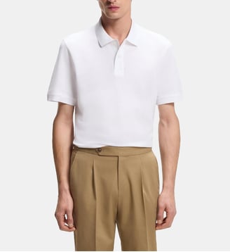Polo Pallas en coton piqué avec logo brodé - BOSS - White
