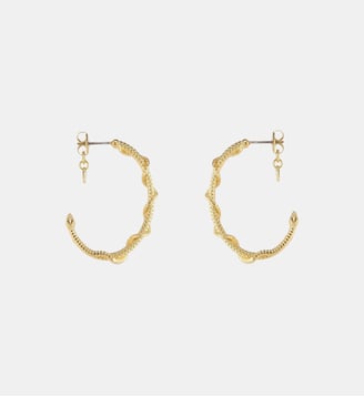 Boucles d'oreilles créoles tiges serpent doré - Les Néréides - Doré
