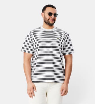 T-shirt coton épais rayé - Lacoste - Noir et blanc