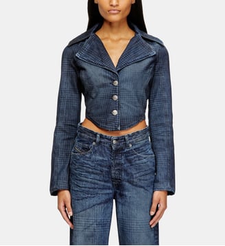 Veste courte en denim Prince de Galles - Diesel - Bleu