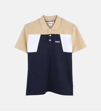 Polo blocs de couleurs - BOSS Kidswear - Bleu cargo