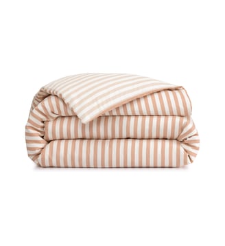 Housse de couette en satin de coton - Desforges - Beige et rose