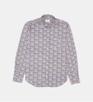 Chemise manches longues brodée en coton - Serge Blanco - Bleu
