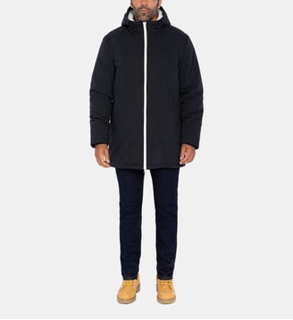 Parka droite à capuche - Schott - Bleu nuit