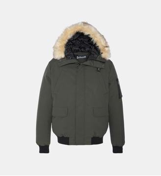 Blouson Keyburn court rembourré capuche effet fourrure - Schott - Kaki