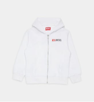 Sweat-shirt à capuche avec fermeture éclair et logo - Diesel Kids - Blanc