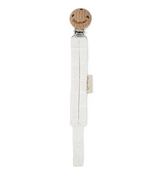 Attache sucette Wood - Babyshower - Blanc