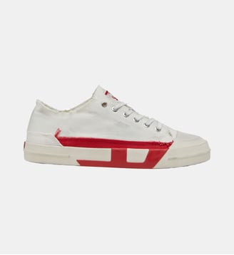 S-D-Verse-Baskets en toile à effet sali - Diesel - Blanc et rouge