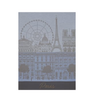 Torchon Paris panorama 100% coton - Le Jacquard Francais - Bleu délavé
