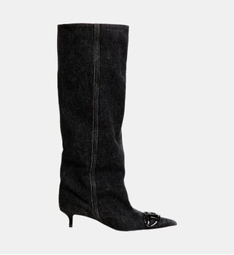 D-Venus-Botte slouchy à hauteur de genou en denim - Diesel - Noir