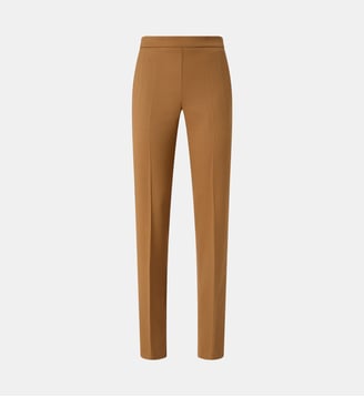 Pantalon taille haute en laine tissée - Pinko - Beige écureuil