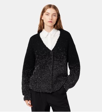 Cardigan jacquard dégradé métallisé - Lacoste - Noir