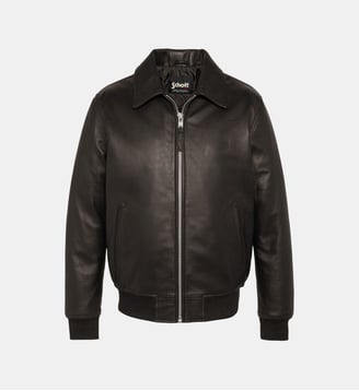 Blouson casual, cuir d'agneau - Schott - Marron