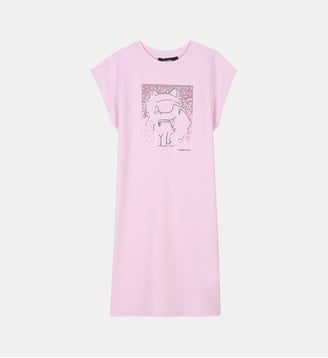 Robe manches courtes fantaisie - Karl Lagerfeld Kids - Bordeaux