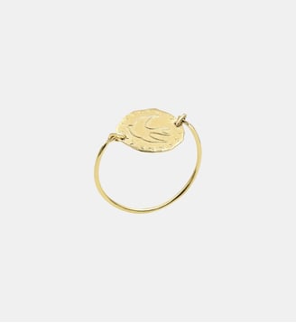 Bague Lutèce motif colombe plaqué or - Ines de la Fressange Paris - Doré