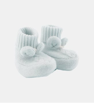Chaussons -  laine cachemire maille tressée - Tartine Et Chocolat - Bleu ciel