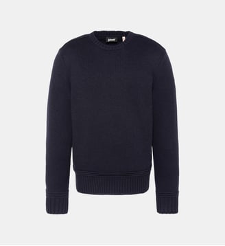 Pull col rond maille fantaisie - Schott - Bleu marine