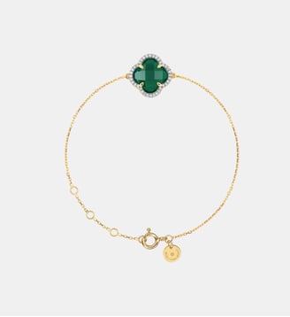 Bracelet, agate verte, diamants, or jaune - Morganne Bello - Or jaune