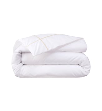 Housse de couette en percale de coton bleu, Athéna Yves Delorme