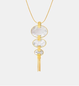 Collier long   doré à l'or fin - Ashanti - Satellite - Blanc