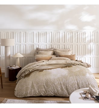 Housse de couette imprimée en jacquard de coton, MÉMOIRE - Alexandre Turpault - Beige lune