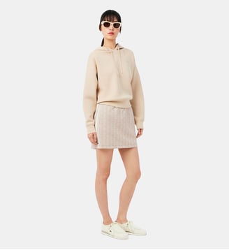 Jupe jacquard monogramme - Lacoste - Beige blanc