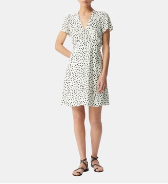 Robe courte imprimé pois - Ikks - Blanc cassé
