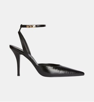 Escarpins à brides en cuir embossé - Balmain - Noir