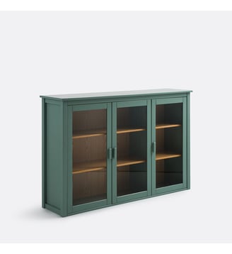 Réhausse vitrine 3 portes pin massif et MDF Alvina - La Redoute Interieurs - Vert eucalyptus