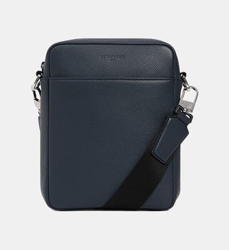 Petite sacoche zippée Marceau en cuir grainé - Le Tanneur - Bleu crépuscule