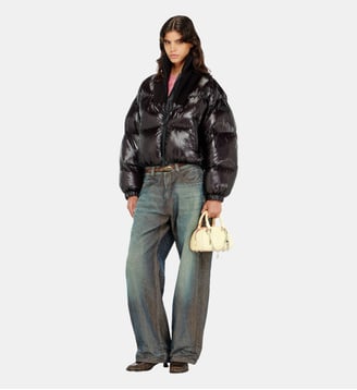 Doudoune en ripstop avec col en maille - Diesel - Noir