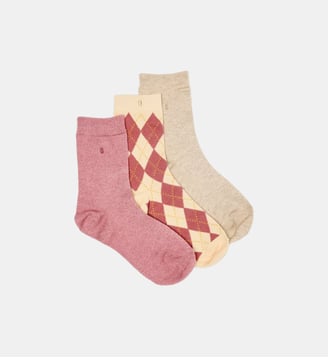Pack de 3 Chaussettes - Odaje - Beige et rose