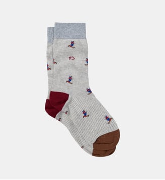 Chaussettes en coton peigné à motifs - Billybelt - Gris et beige