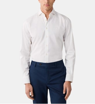 Chemise Coupe Ajustée En Popeline Stretch - Hackett London - Blanc