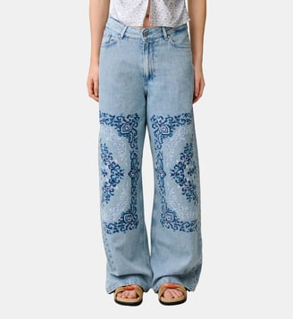 Jean brodé jambes larges - Claudie Pierlot - Bicolore