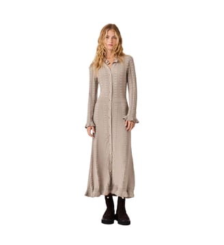 Robe longue en maille texturée - Maje - Beige