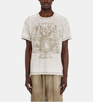 T-shirt en jersey avec effet burnout et clous - Diesel - Beige