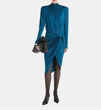 Robe drapée en jersey fluide - Balmain - Bleu