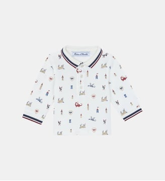 Polo - Bordeaux col pointu motifs - Tartine Et Chocolat - Rouge