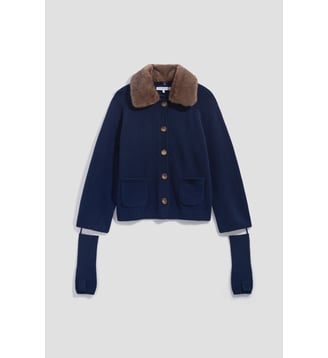 Gilet en cachemire avec col et mitaines - RHIZA - Gerard Darel - Marine