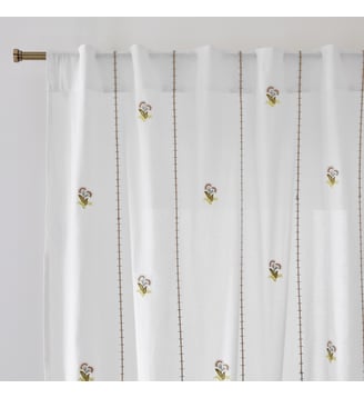 Voilage en coton brodé - La Redoute Interieurs - Imprimé fleur et blanc