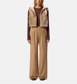 Gilet rembourré en fourrure synthétique à capuche - Pinko - Beige clair