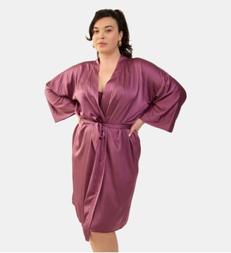 Kimono de nuit Silk'n Moon rose - Maison Lejaby - Rubis rose