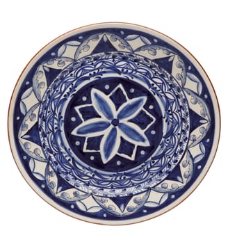 Plat Rond Alentejo Terracotta - Costa Nova - Bleu et blanc
