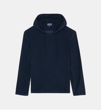 T-shirt manche longue à capuche en éponge - Vilebrequin - Bleu marine