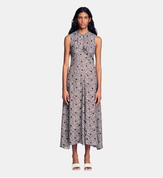 Robe longue à imprimé marguerites - Sandro - Marron