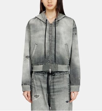 Sweat à capuche zippé en trompe-l'œil JoggJeans - Diesel - Gris