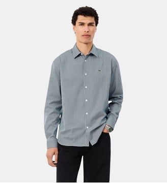 Chemise pinpoint à carreaux regular fit - Lacoste - Vert foncé et blanc